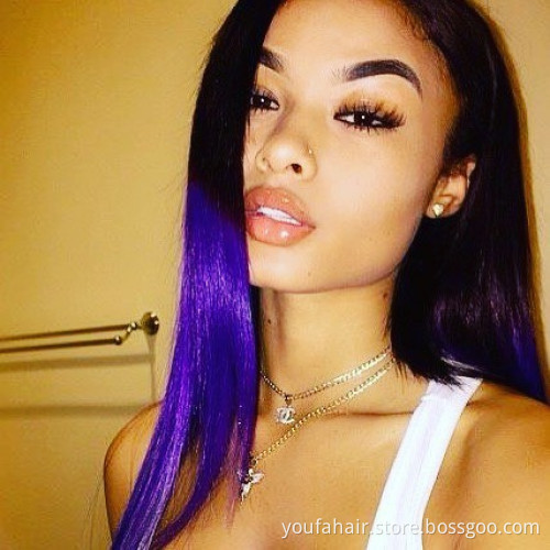 Brazilian 100% Virgin Human Hair Lace Front Wig Ombre 1B Purple Human Hair Wigs Glueless 13x4 13x6 Frontal HD Lace Straight Wigs